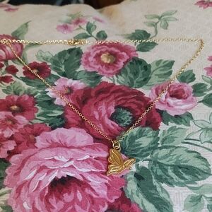 Gold Toned Butterfly Pendant Necklace